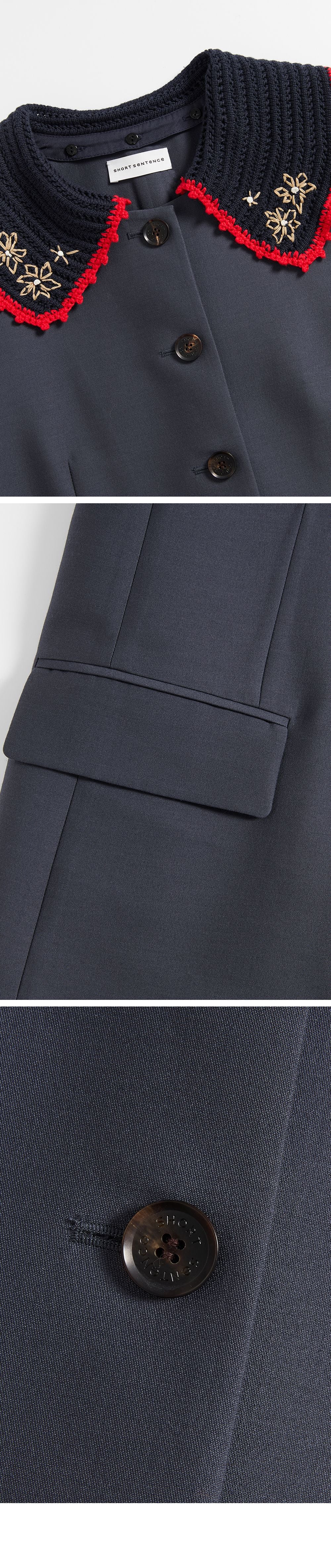 SHORT SENTENCE (concierge) (W) DETACHABLE KNITTED COLLAR BLAZER (DARK GREY)