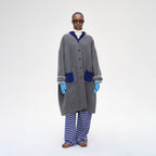 SHORT SENTENCE (concierge) (W) KNITTED LAPEL DOUBLE-FACE WOOL COAT (MEDIUM GREY MELANGE)