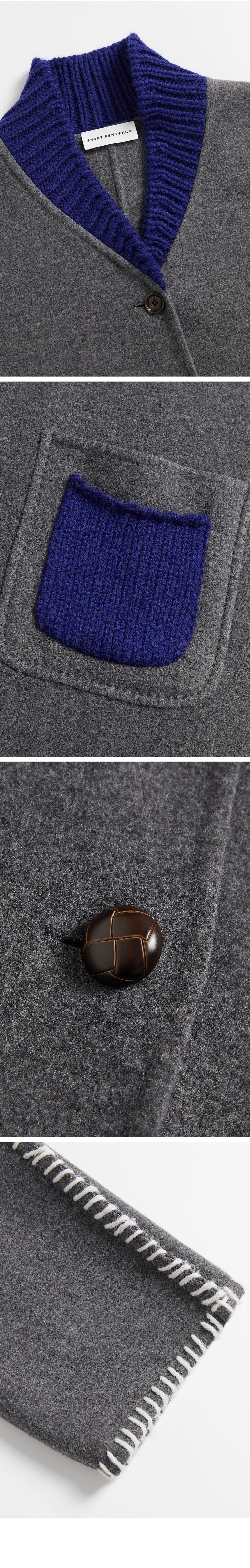 SHORT SENTENCE (concierge) (W) KNITTED LAPEL DOUBLE-FACE WOOL COAT (MEDIUM GREY MELANGE)