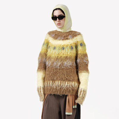 (W) BRUSHED CREW NECK SWEATER (KHAKI)