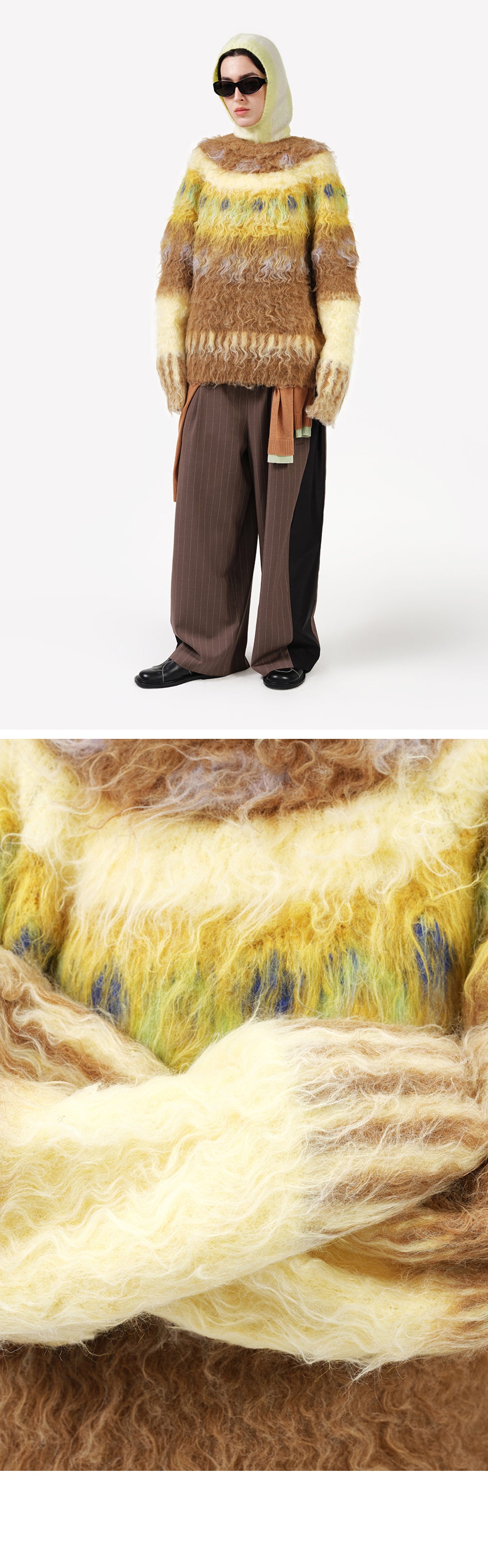 SHORT SENTENCE (concierge) (W) BRUSHED CREW NECK SWEATER (KHAKI)