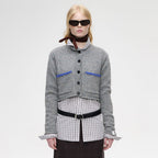 SHORT SENTENCE (concierge) (W) LARGE POCKETS SHORT KNIT CARDIGAN (GREY MELANGE)
