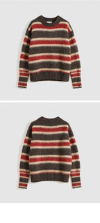 SHORT SENTENCE (concierge) (W) DAILY STRIPED SWEATER (RED BROWN STRIPE)