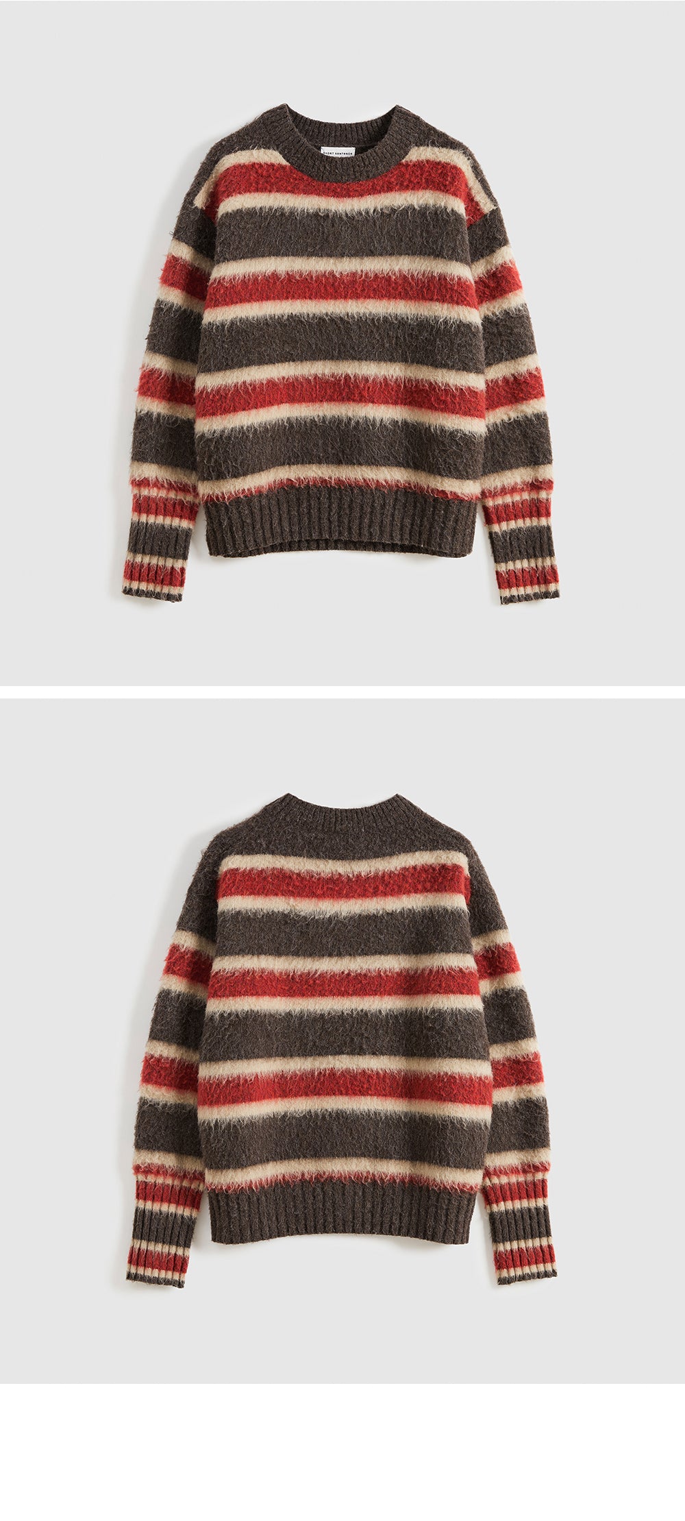 SHORT SENTENCE (concierge) (W) DAILY STRIPED SWEATER (RED BROWN STRIPE)