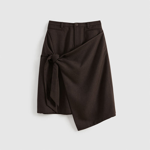 SHORT SENTENCE (concierge) (W) KNOTTED DECONSTRUCTED MIDI SKIRT (BROWM)