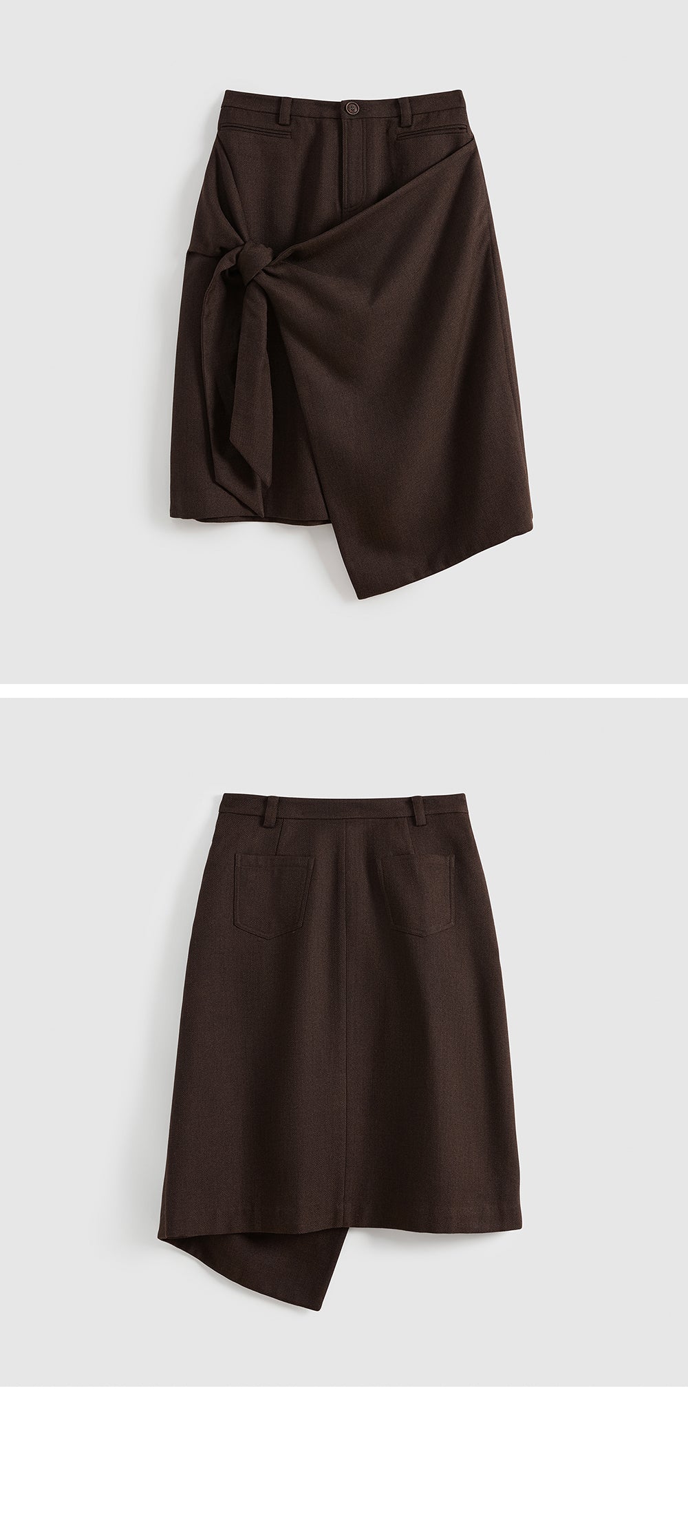 SHORT SENTENCE (concierge) (W) KNOTTED DECONSTRUCTED MIDI SKIRT (BROWM)