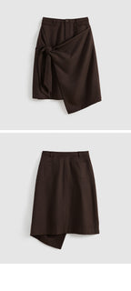 SHORT SENTENCE (concierge) (W) KNOTTED DECONSTRUCTED MIDI SKIRT (BROWM)
