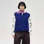 SHORT SENTENCE (concierge) (W) CHUNKY KNIT CREW NECK VEST (ROYAL BLUE)