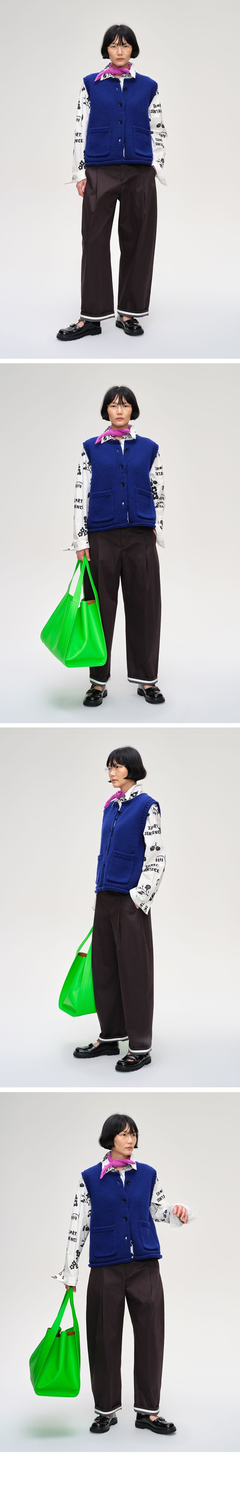 SHORT SENTENCE (concierge) (W) CHUNKY KNIT CREW NECK VEST (ROYAL BLUE)