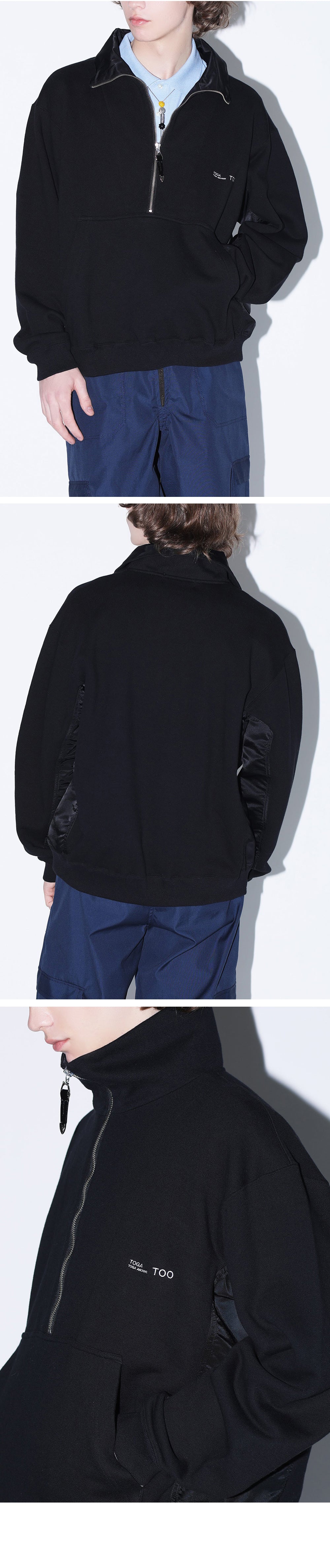 TOGA (concierge) (U) HALF ZIP NYLON SWEATSHIRT (BLACK 26)