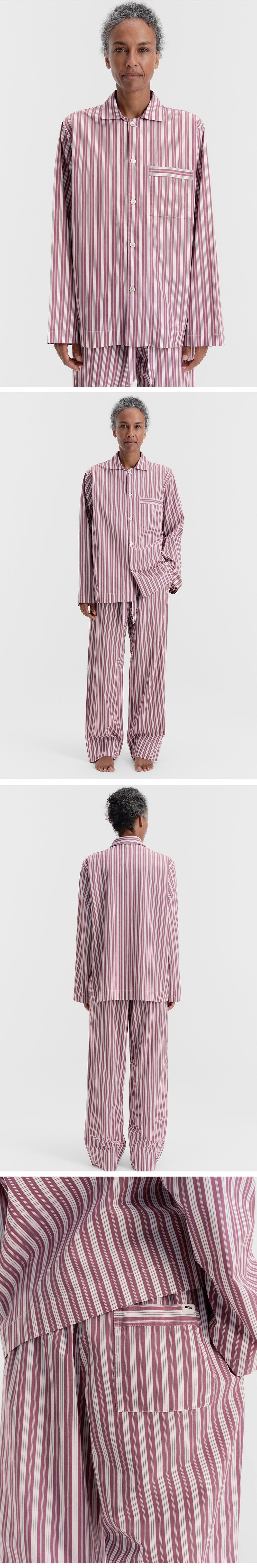 TEKLA Poplin Pajamas - Rhubarb Stripes