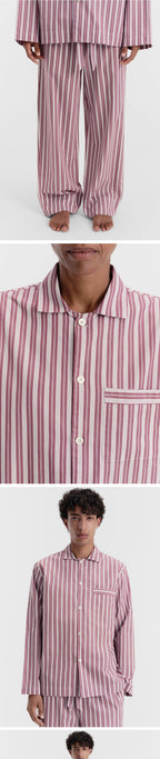 TEKLA Poplin Pajamas - Rhubarb Stripes