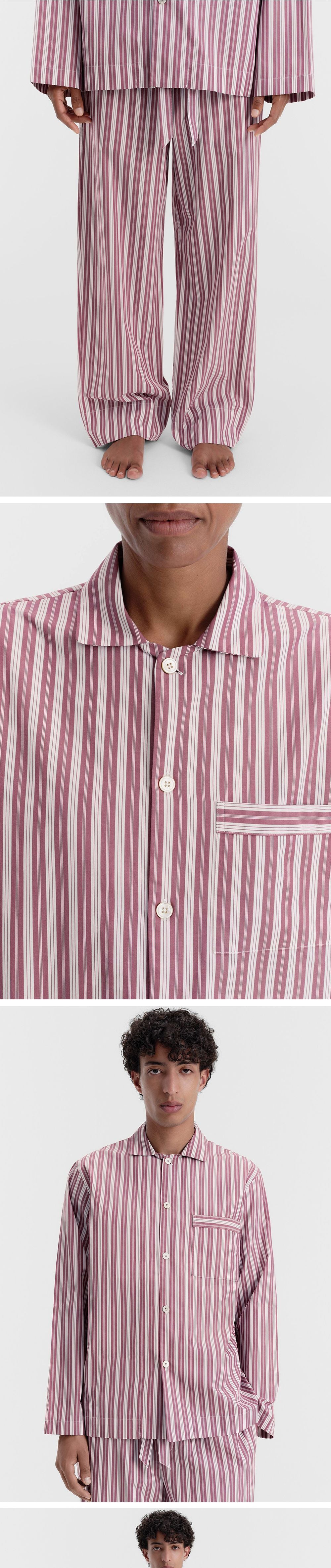 TEKLA Poplin Pajamas - Rhubarb Stripes
