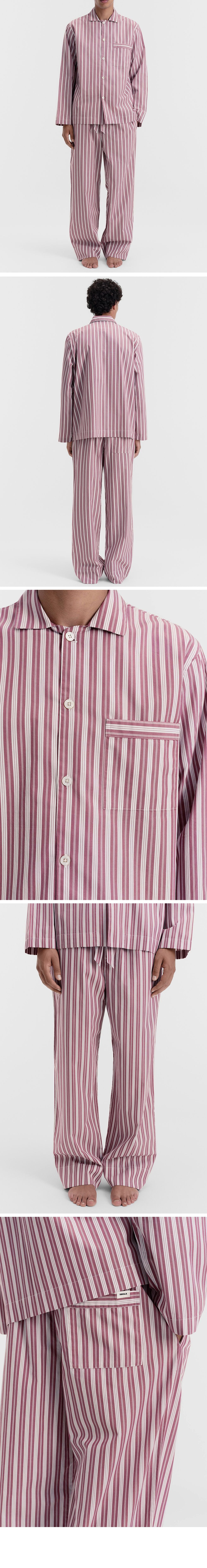 TEKLA Poplin Pajamas - Rhubarb Stripes