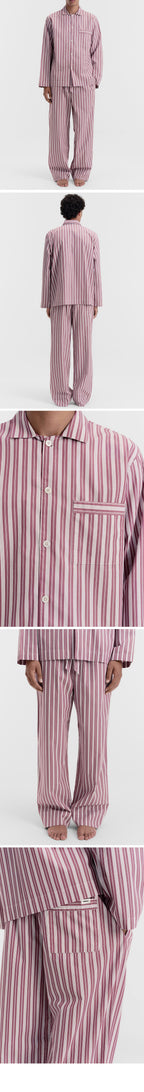 TEKLA Poplin Pajamas - Rhubarb Stripes