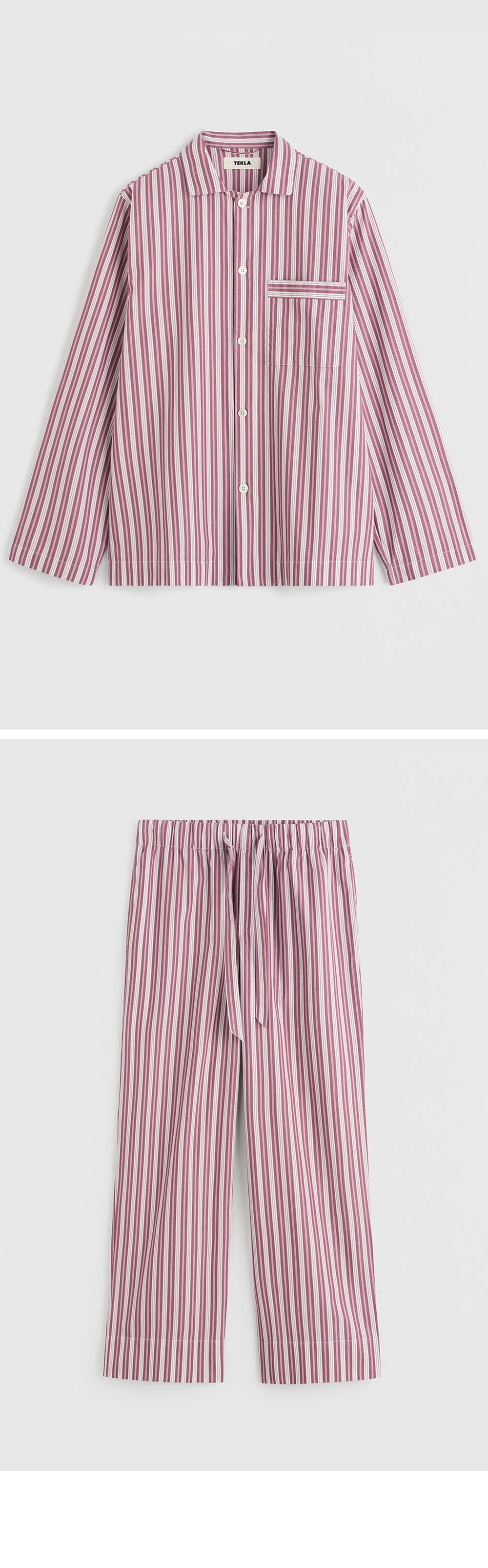 TEKLA Poplin Pajamas - Rhubarb Stripes