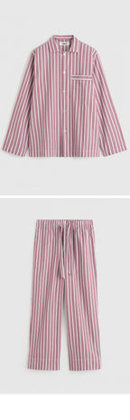 TEKLA Poplin Pajamas - Rhubarb Stripes
