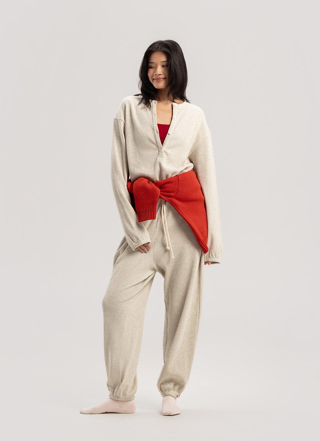 BUDHI MUDRA BUDHI MUDRA Jumpsuit Henley Neck
