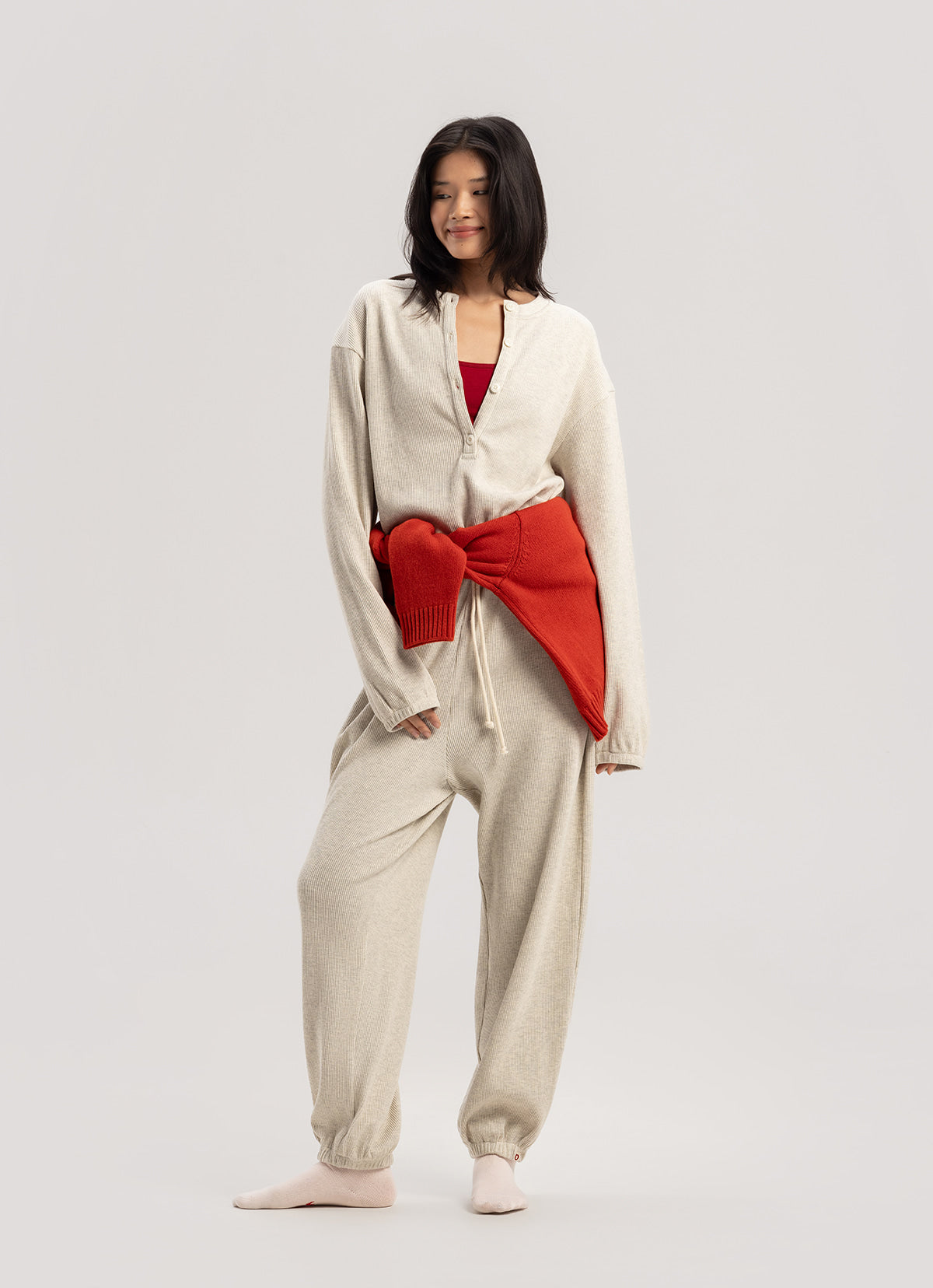 BUDHI MUDRA BUDHI MUDRA Jumpsuit Henley Neck