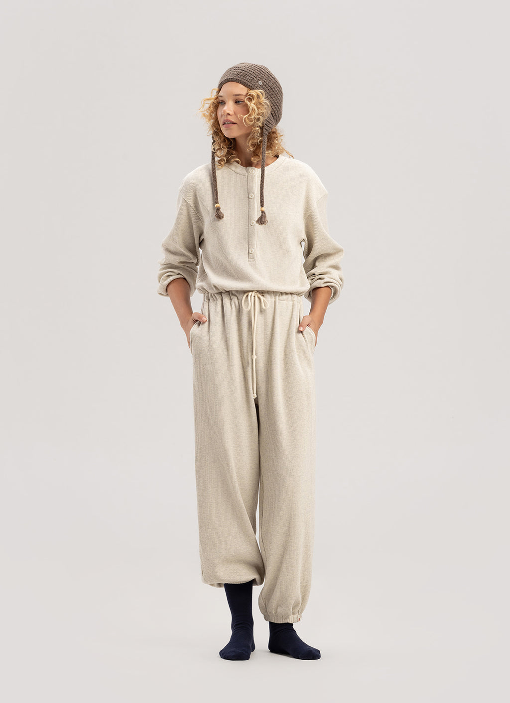 BUDHI MUDRA BUDHI MUDRA Jumpsuit Henley Neck