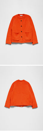 SHORT SENTENCE (concierge) (W) CHUNKY KNIT CREWNECK CARDIGAN (VERMILION)
