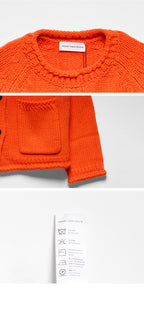 SHORT SENTENCE (concierge) (W) CHUNKY KNIT CREWNECK CARDIGAN (VERMILION)