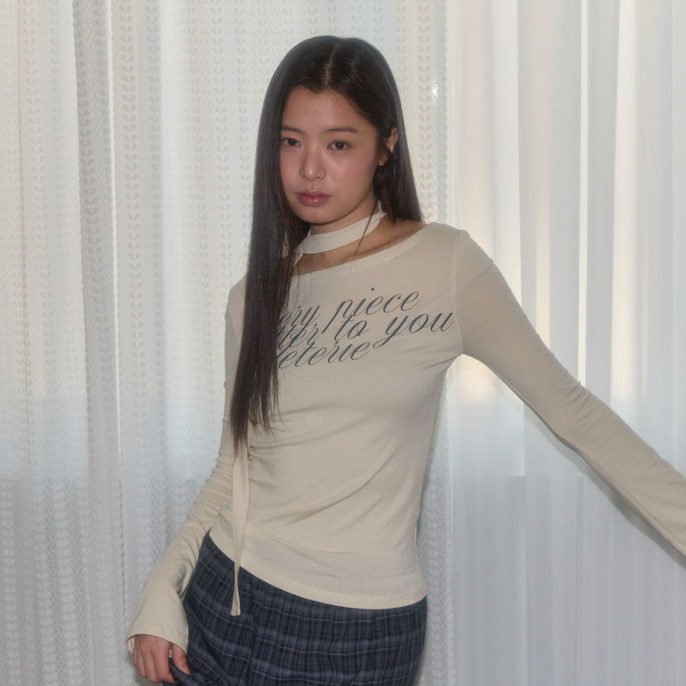 LETERIE [Wearing Choi Gaon] LETTERING OFF-SHOULDER TIE LONG SLEEVE_6COLOR