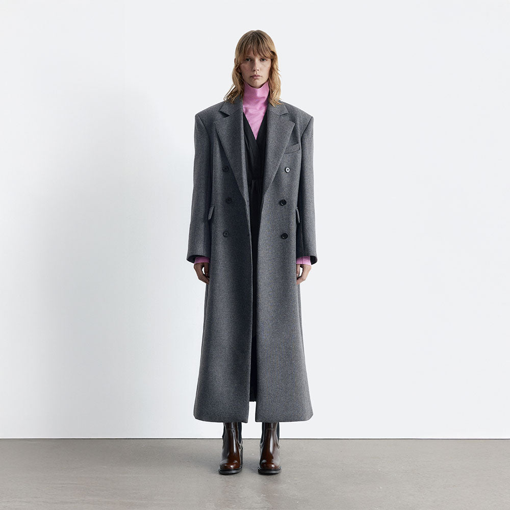 & Other Stories Long Wool Coat (Grey Melange)