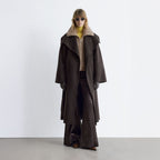 & Other Stories Shawl Collar Wool Maxi Coat (Dark Brown)