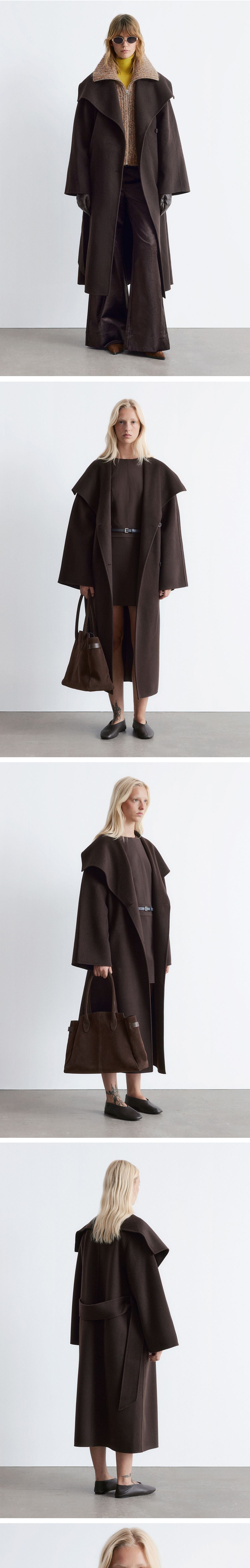 & Other Stories Shawl Collar Wool Maxi Coat (Dark Brown)