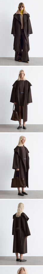& Other Stories Shawl Collar Wool Maxi Coat (Dark Brown)