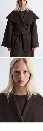& Other Stories Shawl Collar Wool Maxi Coat (Dark Brown)