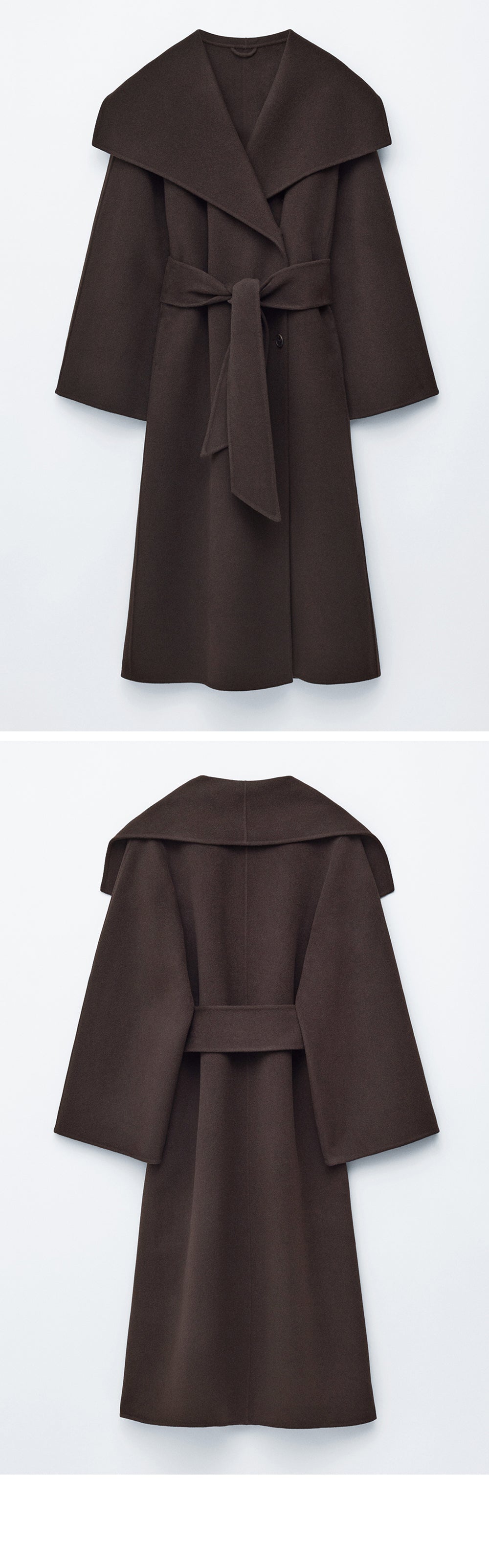 & Other Stories Shawl Collar Wool Maxi Coat (Dark Brown)