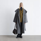 & Other Stories Shawl Collar Wool Maxi Coat (Dark Grey)