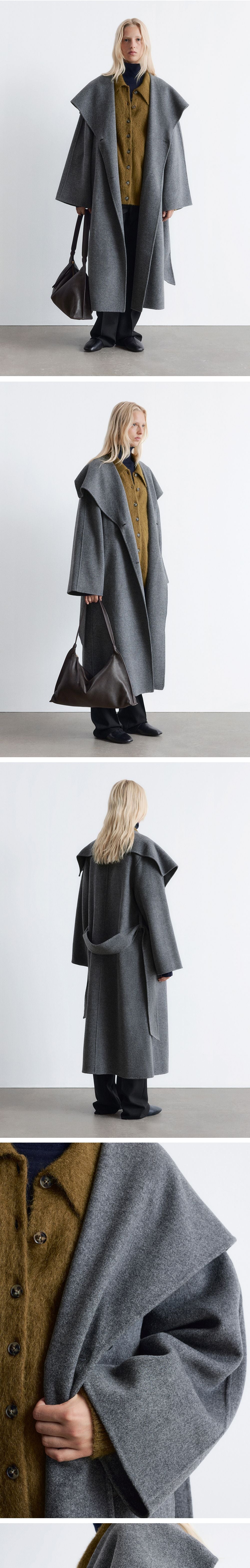 & Other Stories Shawl Collar Wool Maxi Coat (Dark Grey)