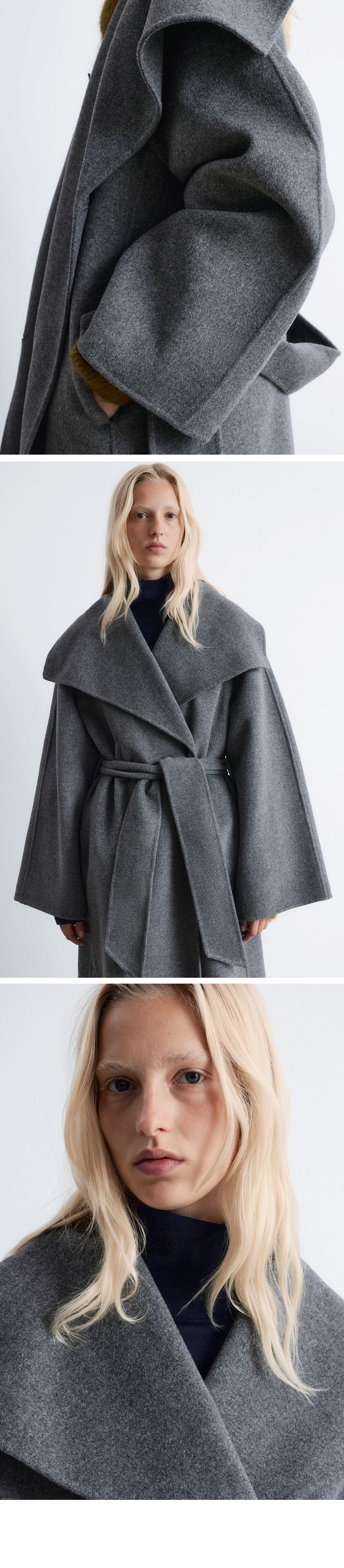 & Other Stories Shawl Collar Wool Maxi Coat (Dark Grey)