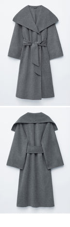 & Other Stories Shawl Collar Wool Maxi Coat (Dark Grey)