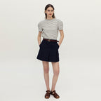 AND YOU Keywaydin chin sleeve T-shirt (Ivory/Navy stripe/Cream stripe)