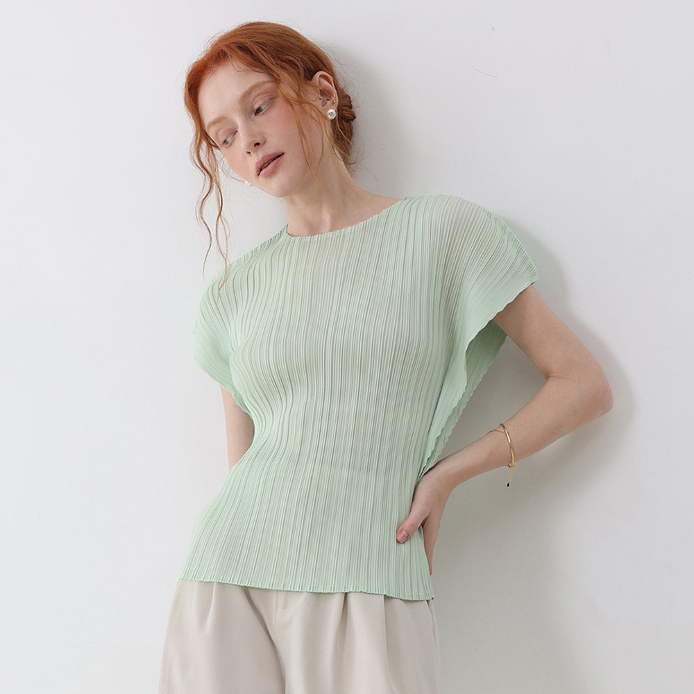 PLEATSMOOD Fresh pleated blouse_mint