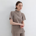 PLEATSMOOD Essential pleated half-neck top_beige