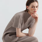 PLEATSMOOD Essential pleated half-neck top_beige