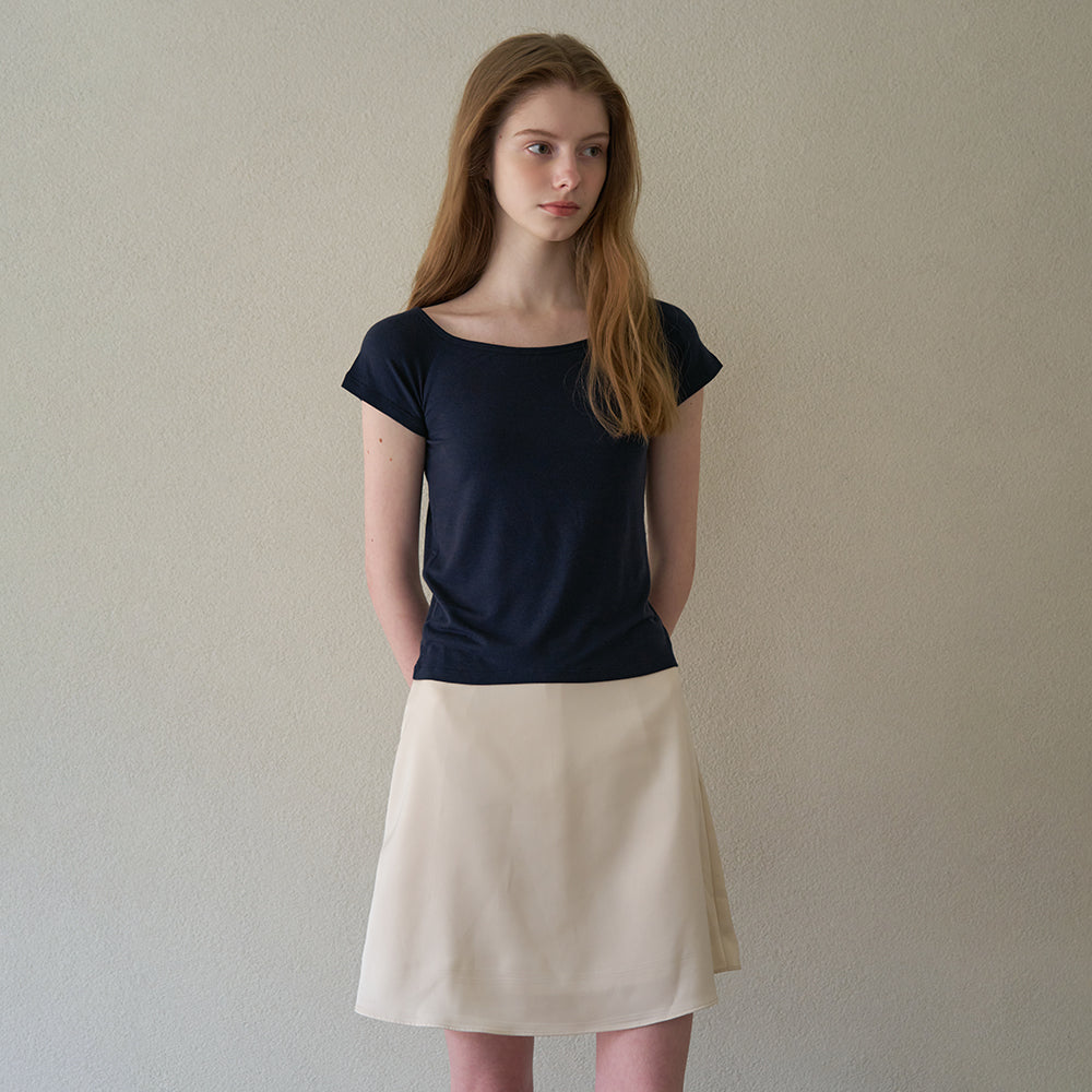 TORTE Boatneck Tee & Halter Strap Sleeveless Layered Set Navy