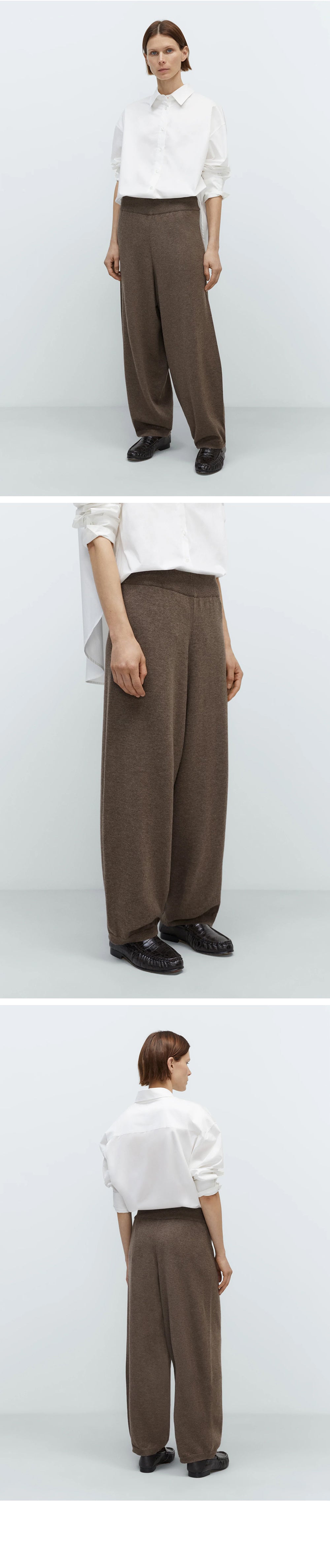 CORDERA (W) MERINO WOOL CURVED PANTS (TAUPE)