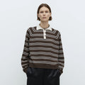 CORDERA (W) MERINO WOOL STRIPED POLO (BROWN)