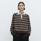 CORDERA (W) MERINO WOOL STRIPED POLO (BROWN)