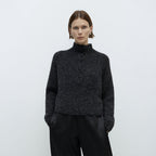CORDERA (W) BABY ALPACA POLO SWEATER (ANTHRACITE)