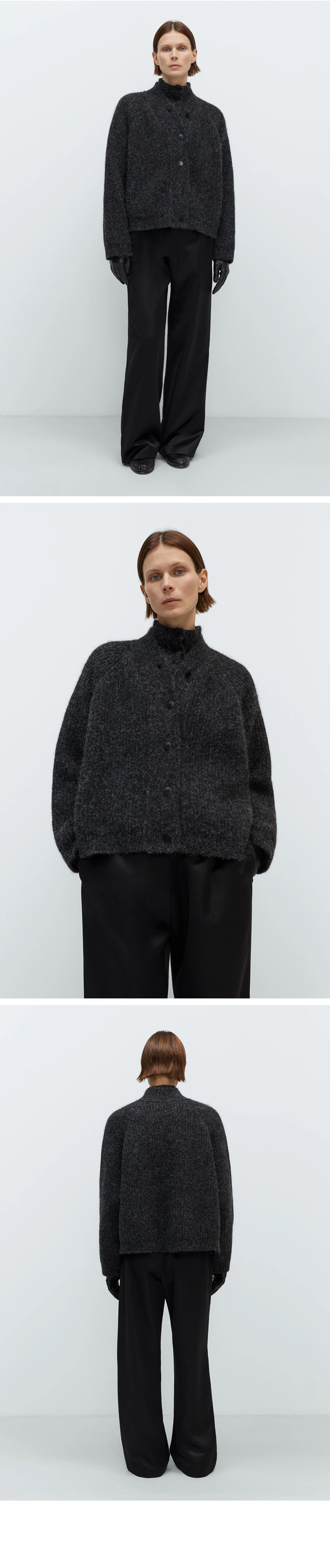 CORDERA (W) BABY ALPACA CARDIGAN (ANTHRACITE)
