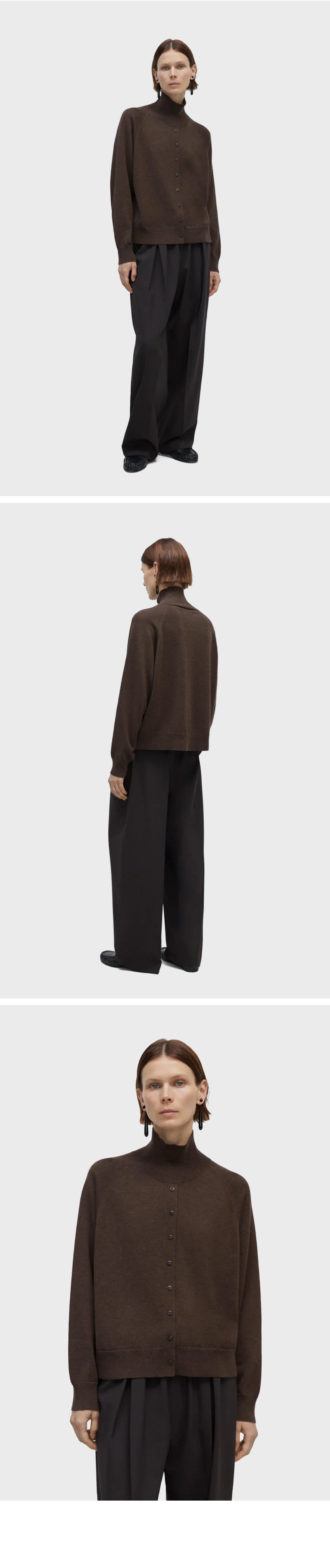CORDERA (W) MERINO WOOL BUTTONED SWEATER (ESPRESSO)