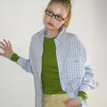 RONRON BUTTON POCKET OVERSIZED SHIRT BLUE CHECK