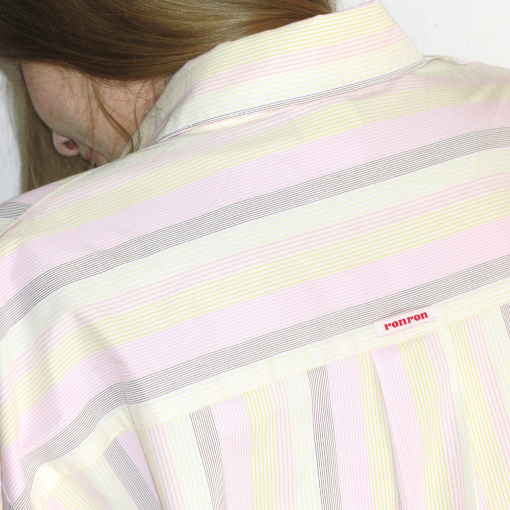RONRON BUTTON POCKET OVERSIZED SHIRT PINK STRIPE